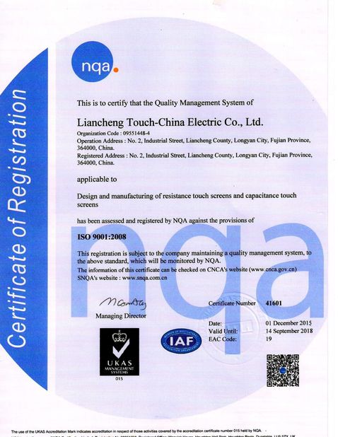 Chine Shenzhen Touch-China Electronics Co.,Ltd. Certifications